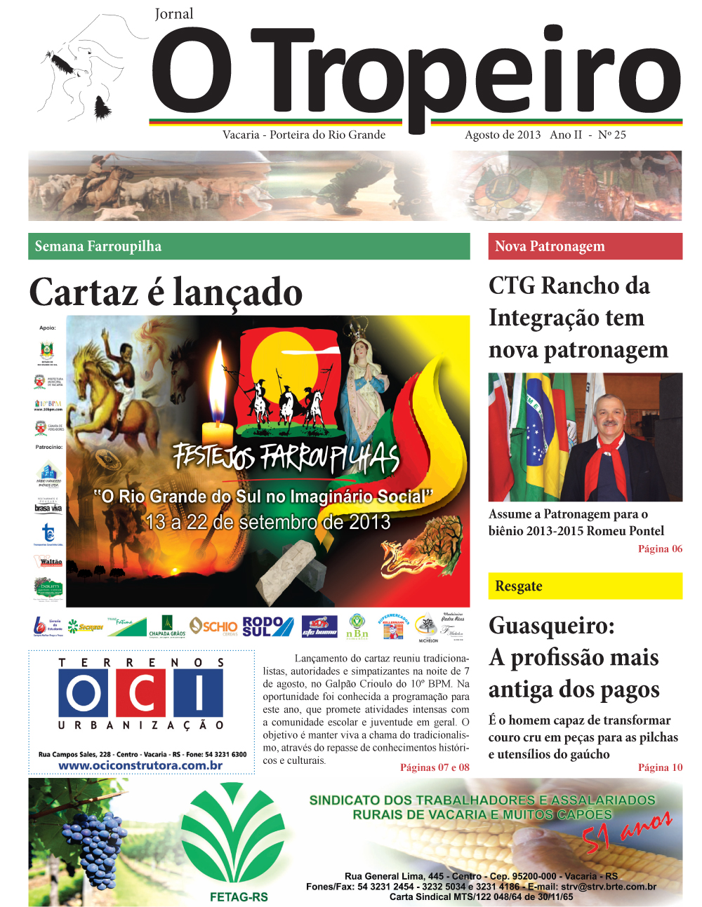 Jornal O Tropeiro de Agosto de 2013